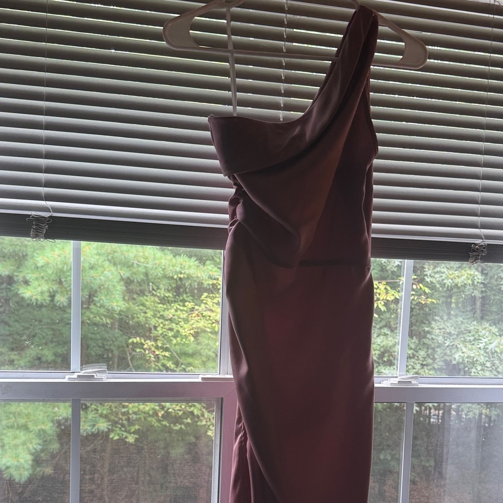 SHEIN One-Shoulder Burgundy Dress